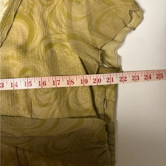 J. Jill Gold Emy Crepe Silk Printed Linen Lined Midi Dress Romantic Size 18 - Picture 4 of 7
